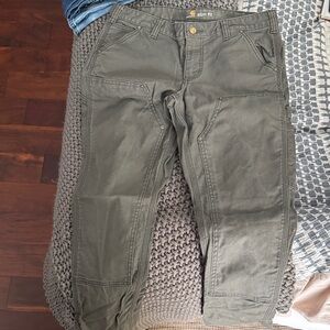 Carhartt Olive Green Straight Leg Pants Sage Green Unlined